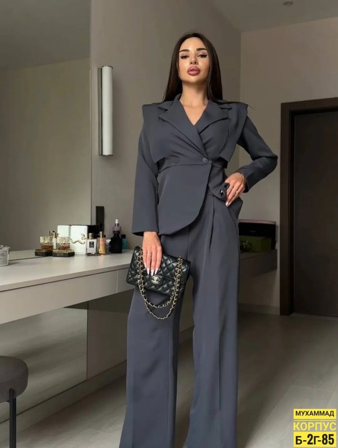 брючный костюм деловой с пиджаком sanro 322318520,серый брючный костюм женский,костюм брючный деловой chami.me,костюм брючный,костюм-тройка брючный офисный с пиджаком cosmo brand