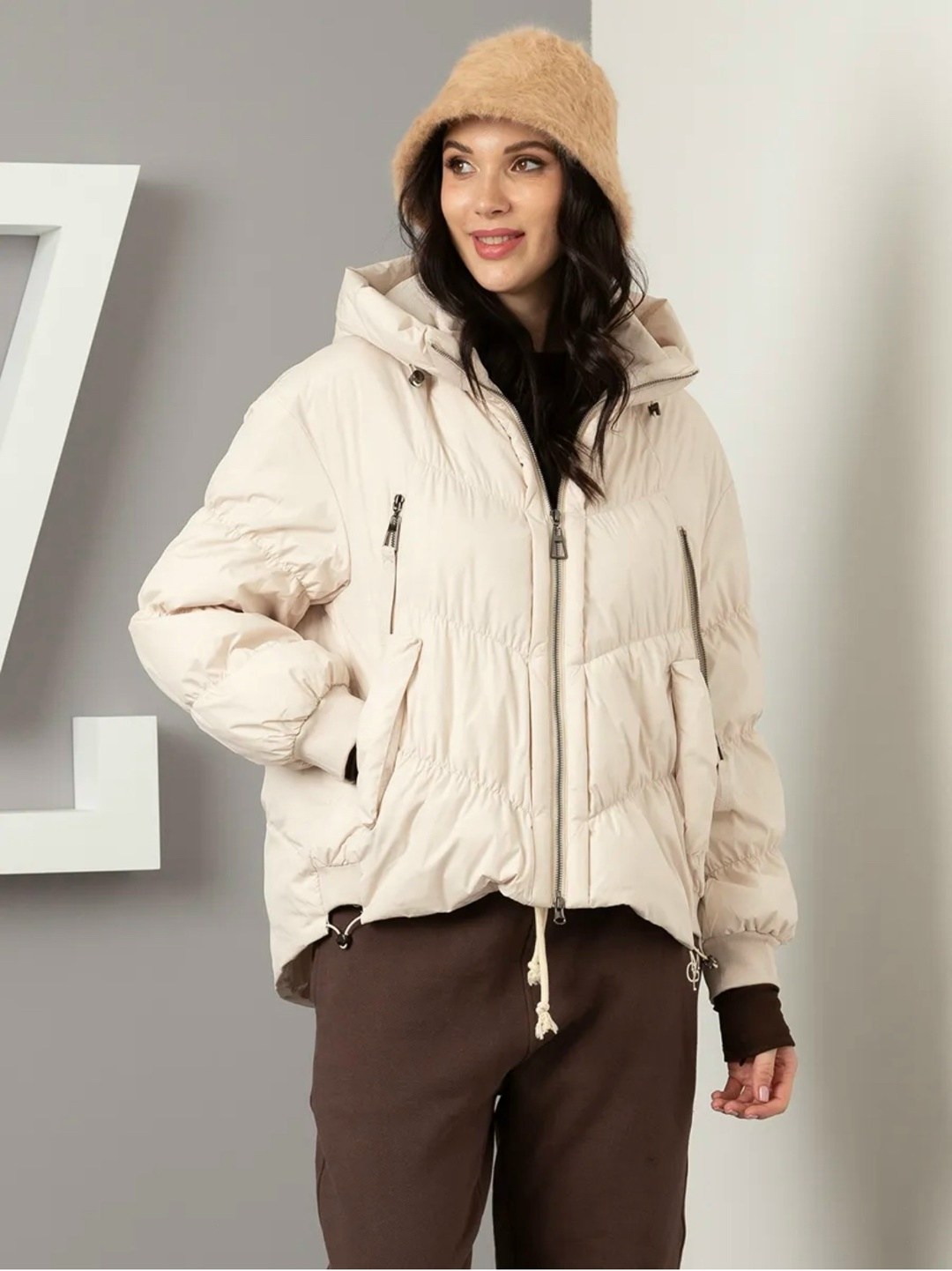 бежевый пуховик,стильная куртка,куртка женская,теплая куртка,куртка женская бежевая