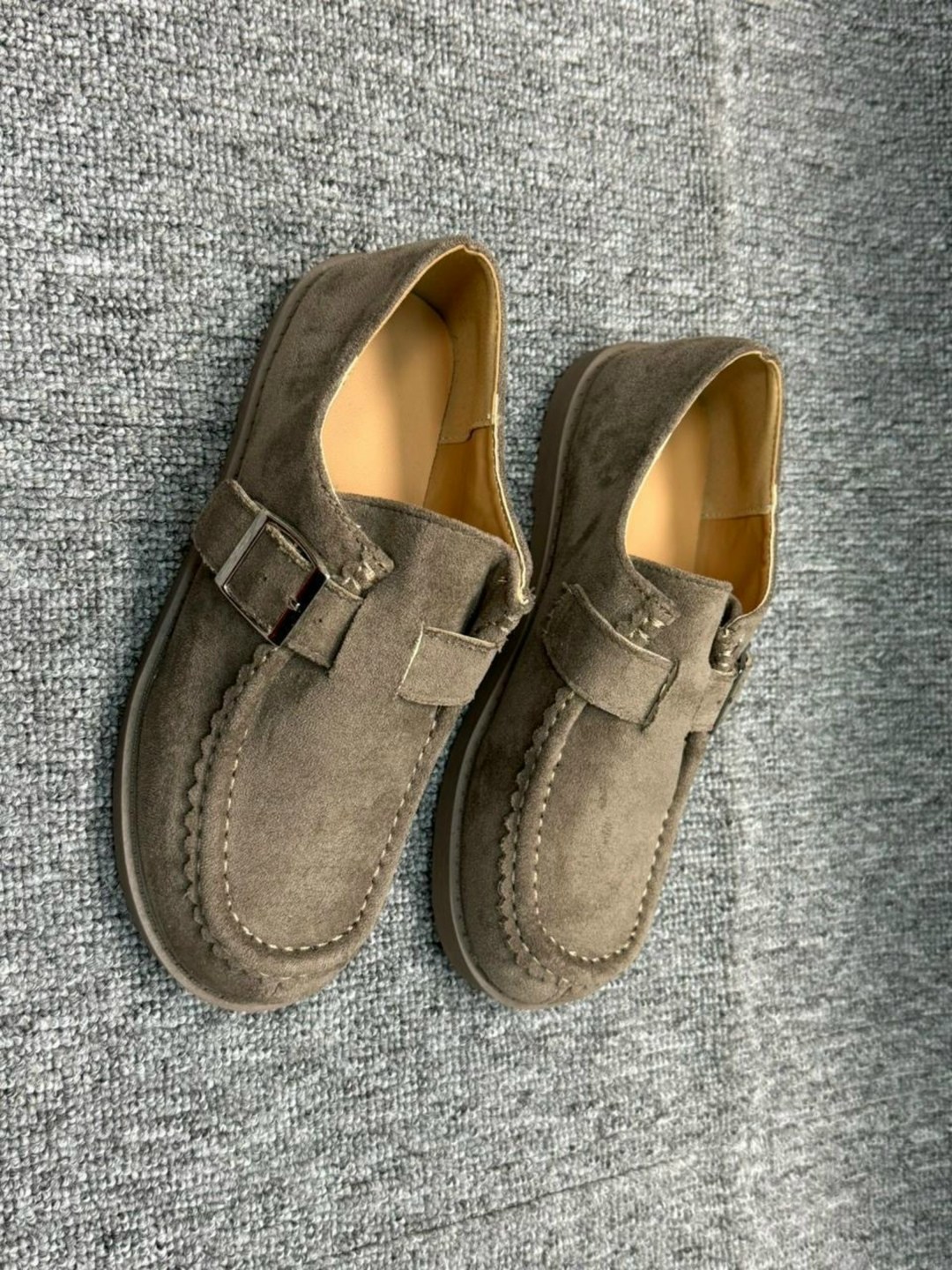 ,повседневная , женская,замшевые лоферы, на плоской подошве