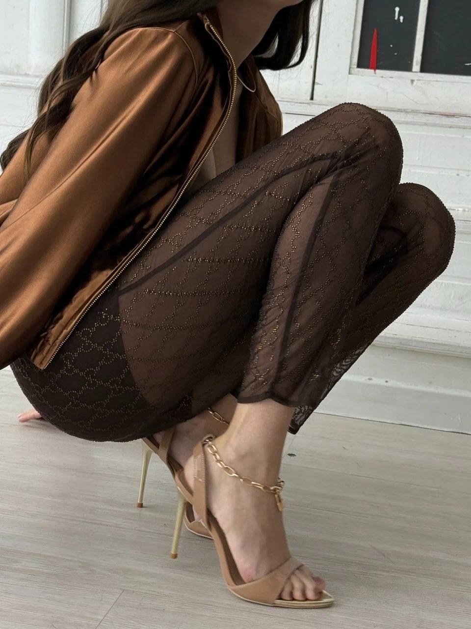 брюки сетка,брюки кружевные,прозрачные брюки,брючный костюм,брюки прозрачные блестящие emberens