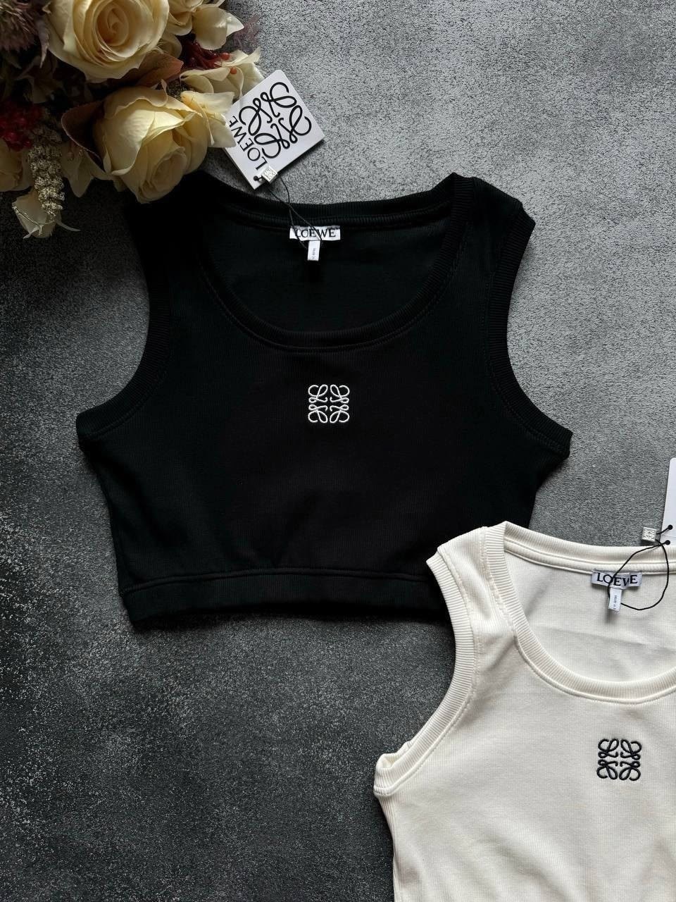 укороченные топы,loewe черная хлопковая майка для женщин,топ женский,майка для женщин,loewe черная хлопковая майка