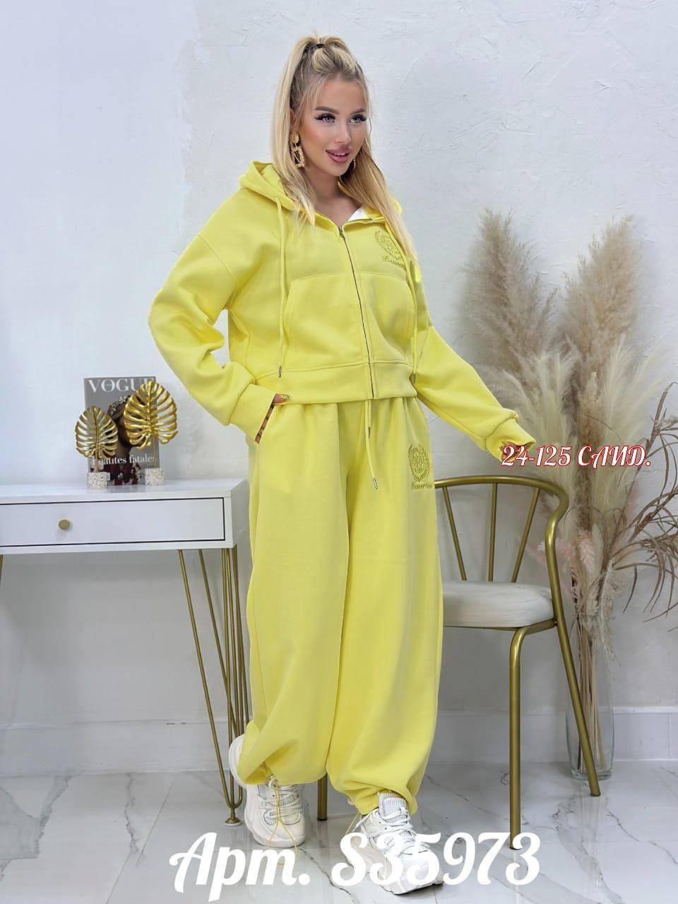 спортивный костюм с брюками на кулиске tennis club w suits цвет лимонный желтый,женский костюм,женский спортивный костюм,комплект одежды женские,костюм желтый
