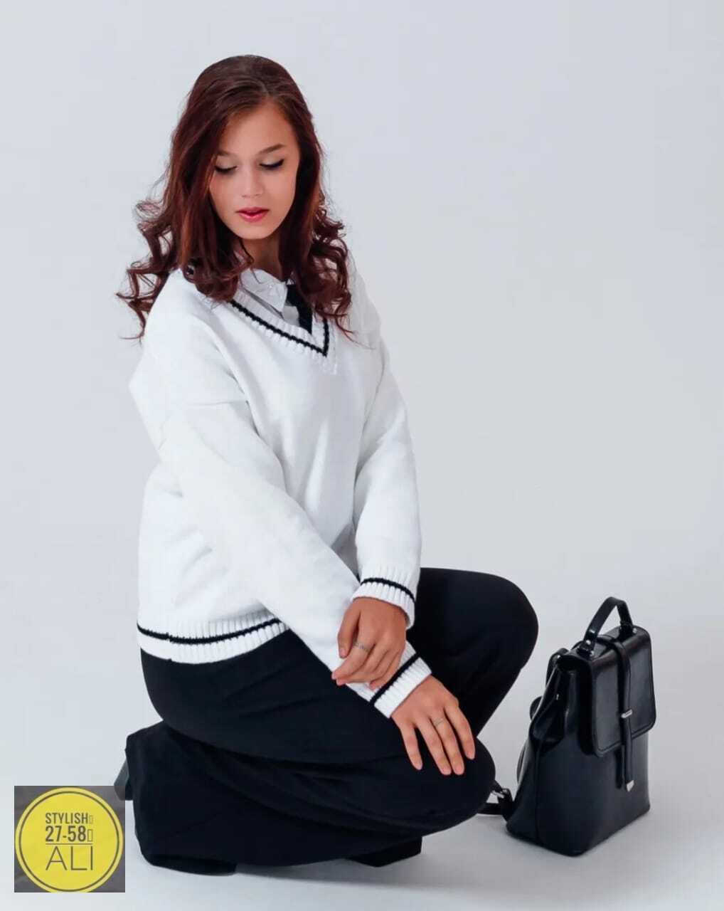 джемпер женский,джемпер romgil тз887ш темно-синий, молочный,модный женский свитер,джемпер пуловер,женская кофта