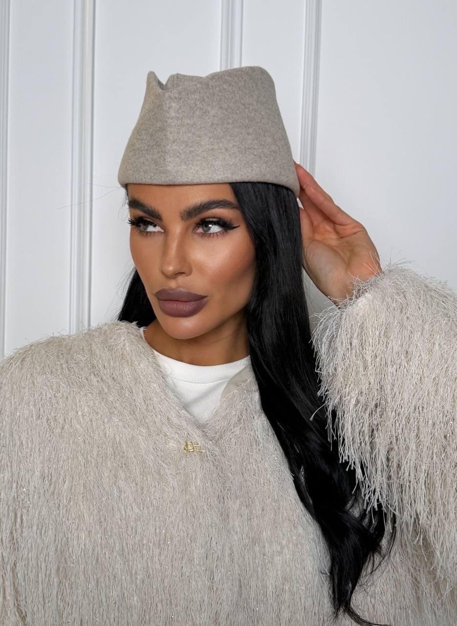 женские головные уборы,модные головные уборы,шапка женская,шляпка таблетка из фетра "vera" светло-серая,шляпа