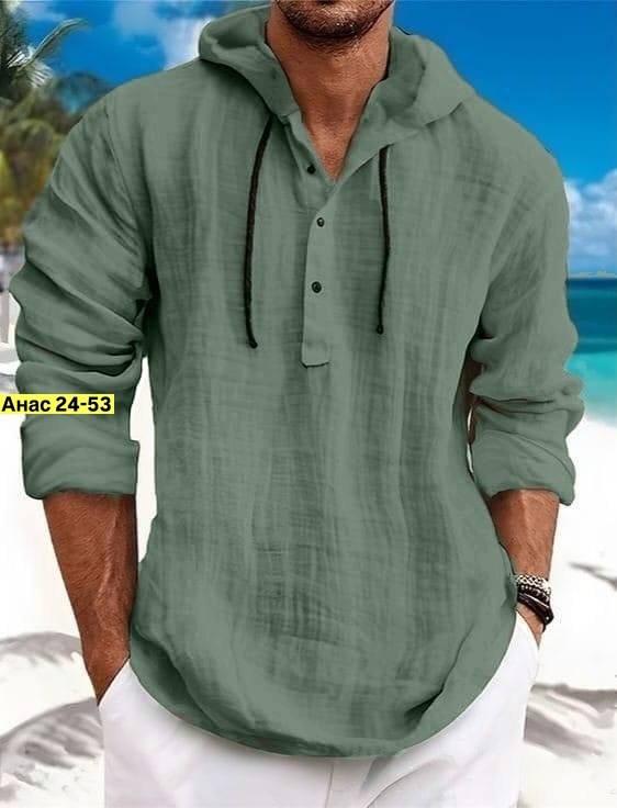 рубашка мужская с капюшоном,рубашка льняная мужская,рубашка с капюшоном,мужская повседневная рубашка,рубашка с длинным рукавом и капюшоном
