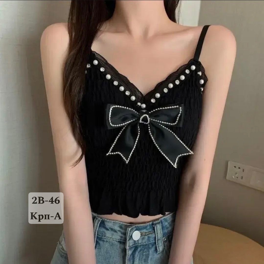 топ с бантом,топ для женщин,топ женский кружевной,женский топ на бретелях,женский топ
