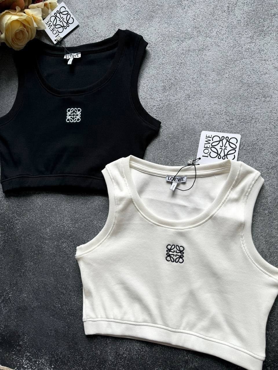 укороченные топы,loewe черная хлопковая майка для женщин,топ женский,майка для женщин,loewe черная хлопковая майка
