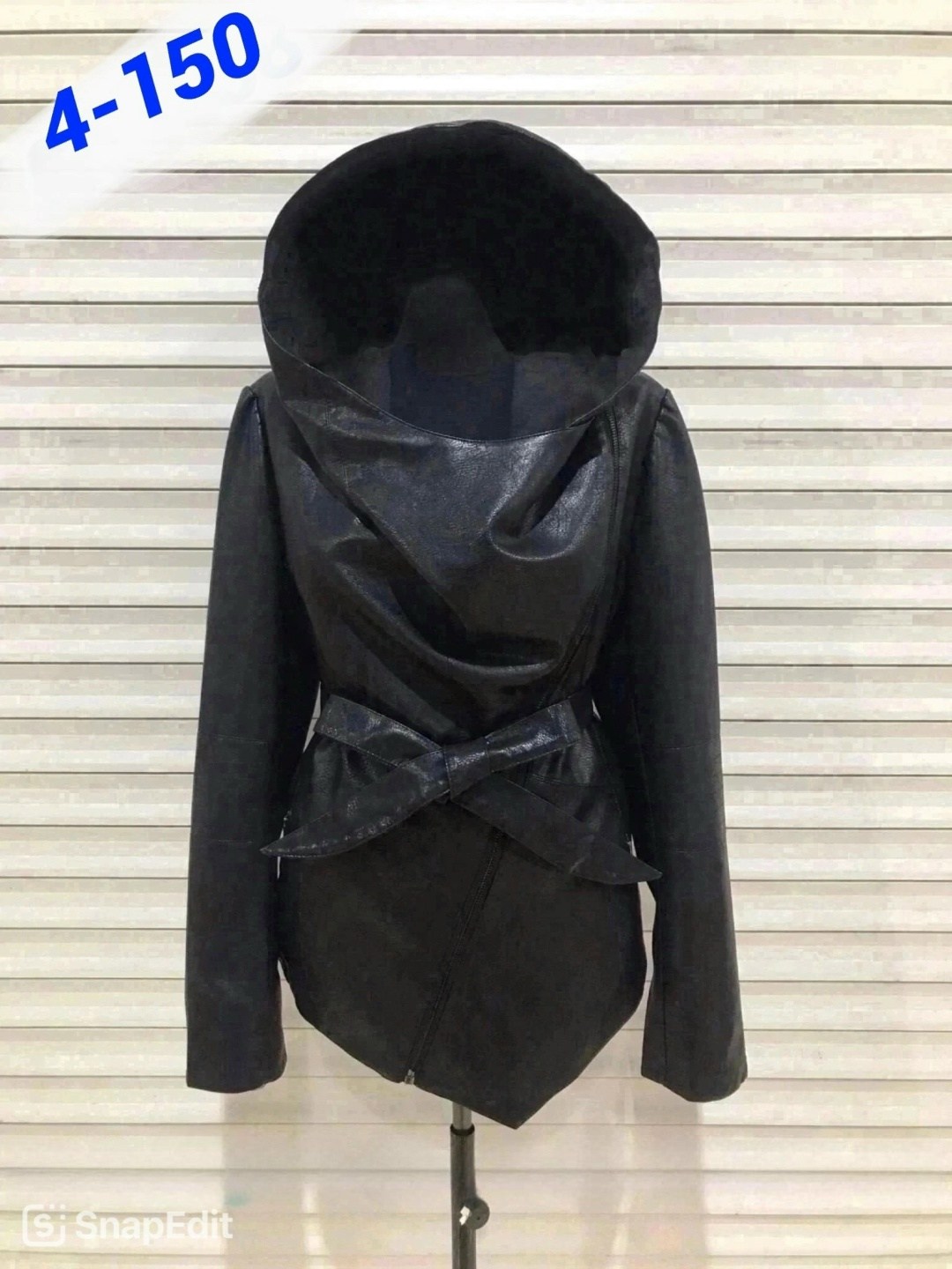 кожаная куртка женская,пальто кожаное с капюшоном d&m модель dc9037,кожаная куртка женская с капюшоном,женская куртка из экокожи,кожаная куртка с капюшоном