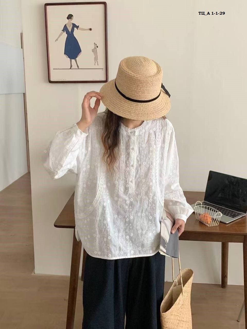 блузка ажурная,женская винтажная льняная блузка johnature,женская рубашка,рубашка женская льняная,элегантная женская рубашка