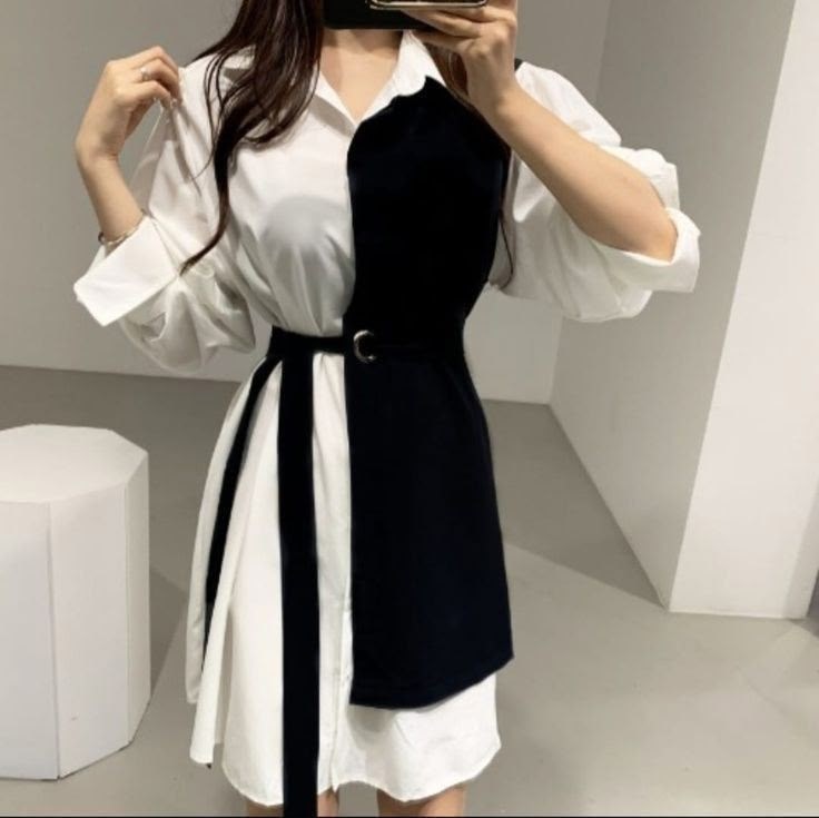 shein платье-рубашка двухцветный контрастный с карманом с поясом,женское платье рубашка,платье-рубашка,платье стильное,женское короткое платье-рубашка с длинным рукавом с отворотом на пуговицах в стил