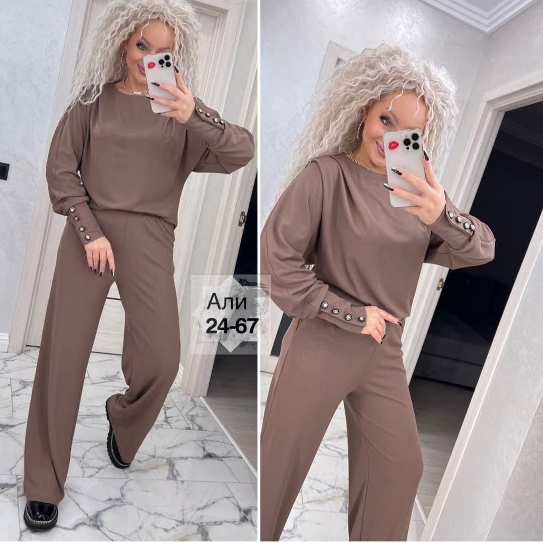 трикотажные костюмы,женский костюм двойка,костюм женский,брючный повседневный костюм,костюм с брюками палаццо женский