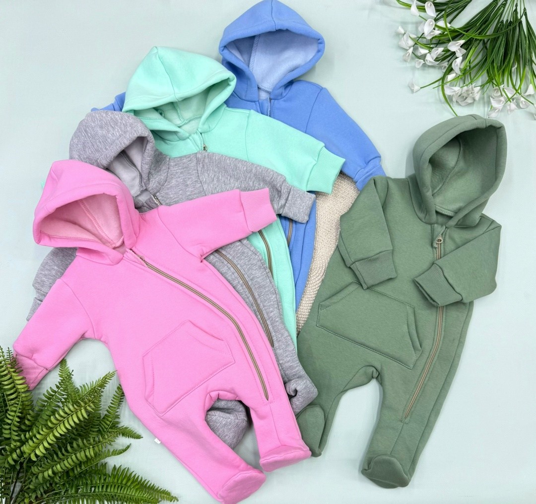 комбинезон детский с капюшоном из футера,комбинезон из футера с начесом для новорожденного,комбинезон с капюшоном,комбинезон для малыша утепленный,комбинезон из футера с капюшоном