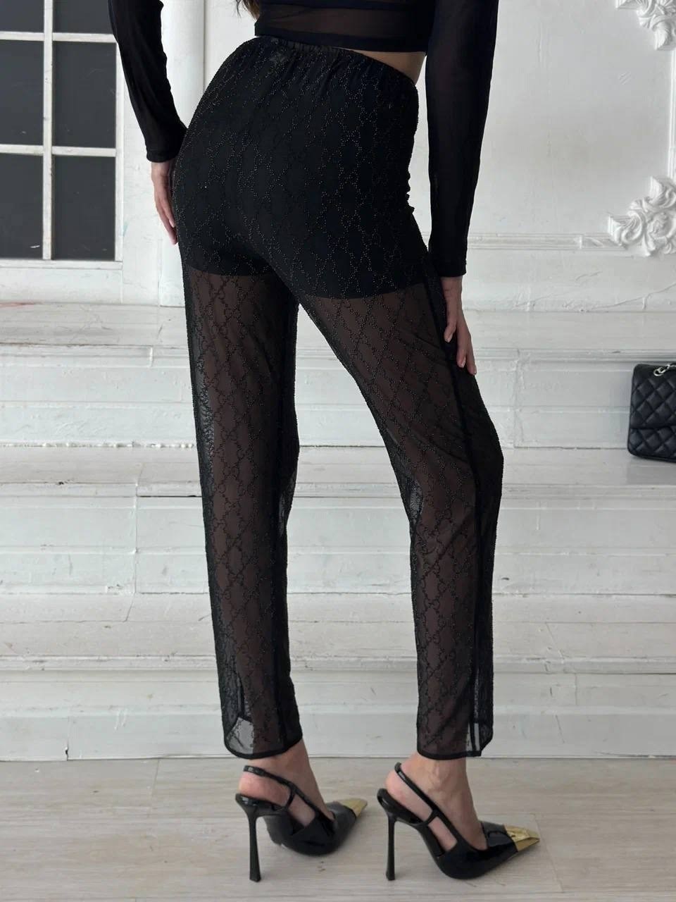 брюки сетка,брюки кружевные,прозрачные брюки,брючный костюм,брюки прозрачные блестящие emberens