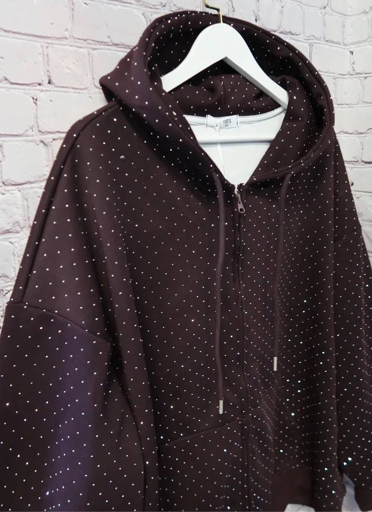 толстовка,толстовка со стразами,худи на молнии с камушками balenciaga,толстовка с капюшоном,кофта женская