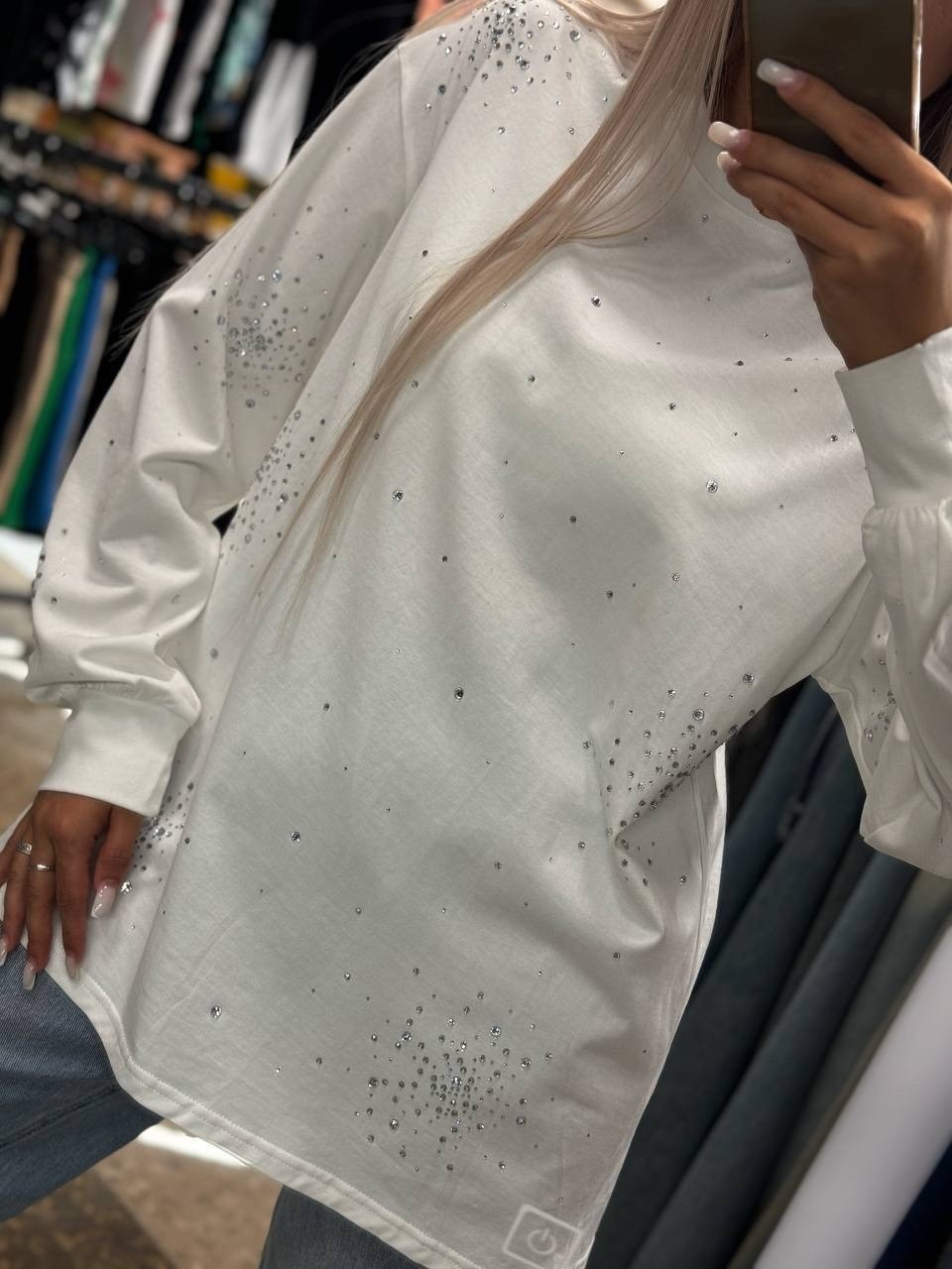 кофта женская,свитшот женская,свитшот со стразами,свитшот женский белый,оверсайз свитшот