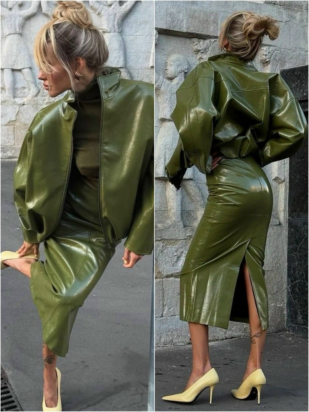 стильные наряды,женский костюм,женские наряды,кожаная куртка