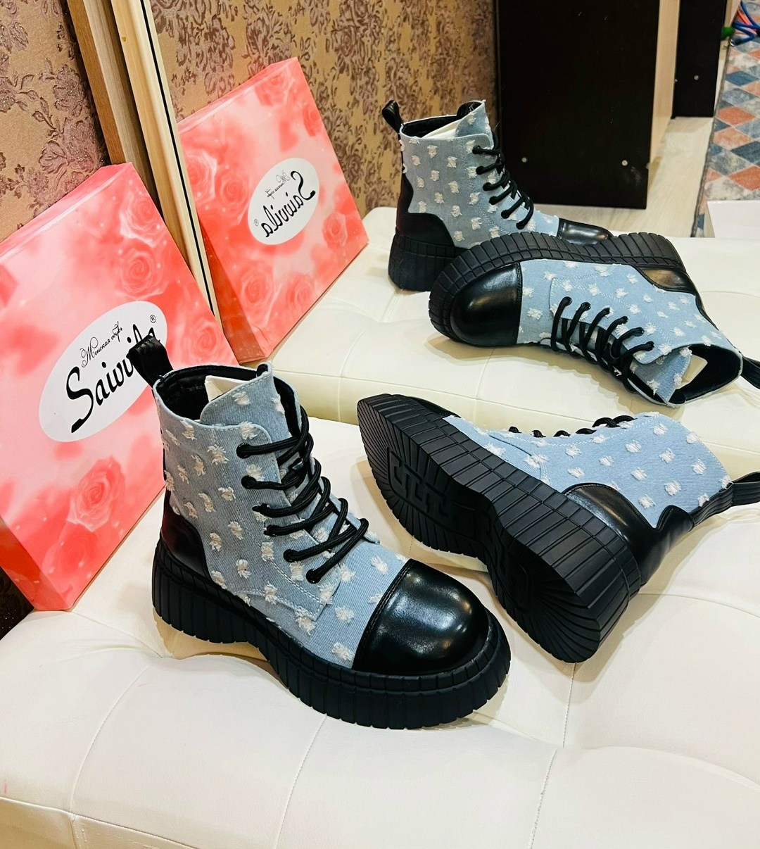 ботинки женские,,ботинки модные,джинсовые ботинки,модная женская