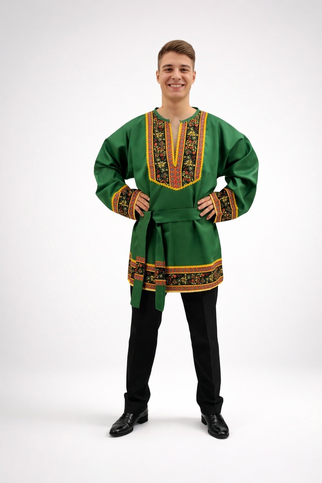 косоворотка иван русская народная рубаха зеленая 5-6 лет,русская народная рубаха косоворотка для мальчика зеленая,русский народный костюм мужской,народный костюм,косоворотка иван русская народная руба