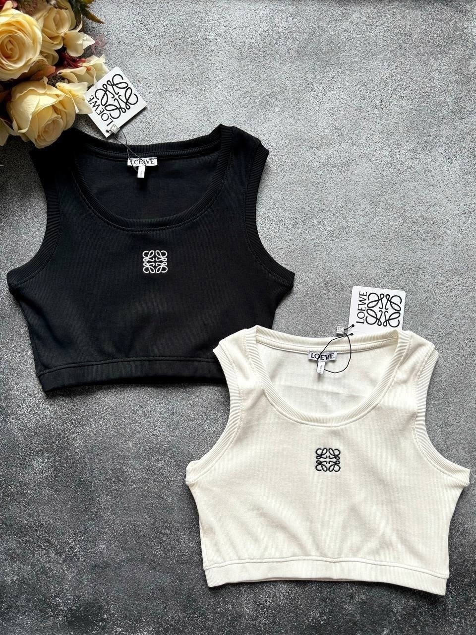 укороченные топы,loewe черная хлопковая майка для женщин,топ женский,майка для женщин,loewe черная хлопковая майка