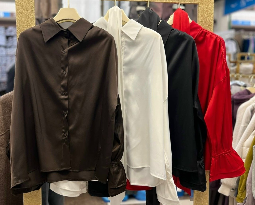 блуза mislana 1149 красный,блузка женская,рубашка женская,модная яркая блуза с воротником и складками в стиле casual mislana 1149 красный,блуза