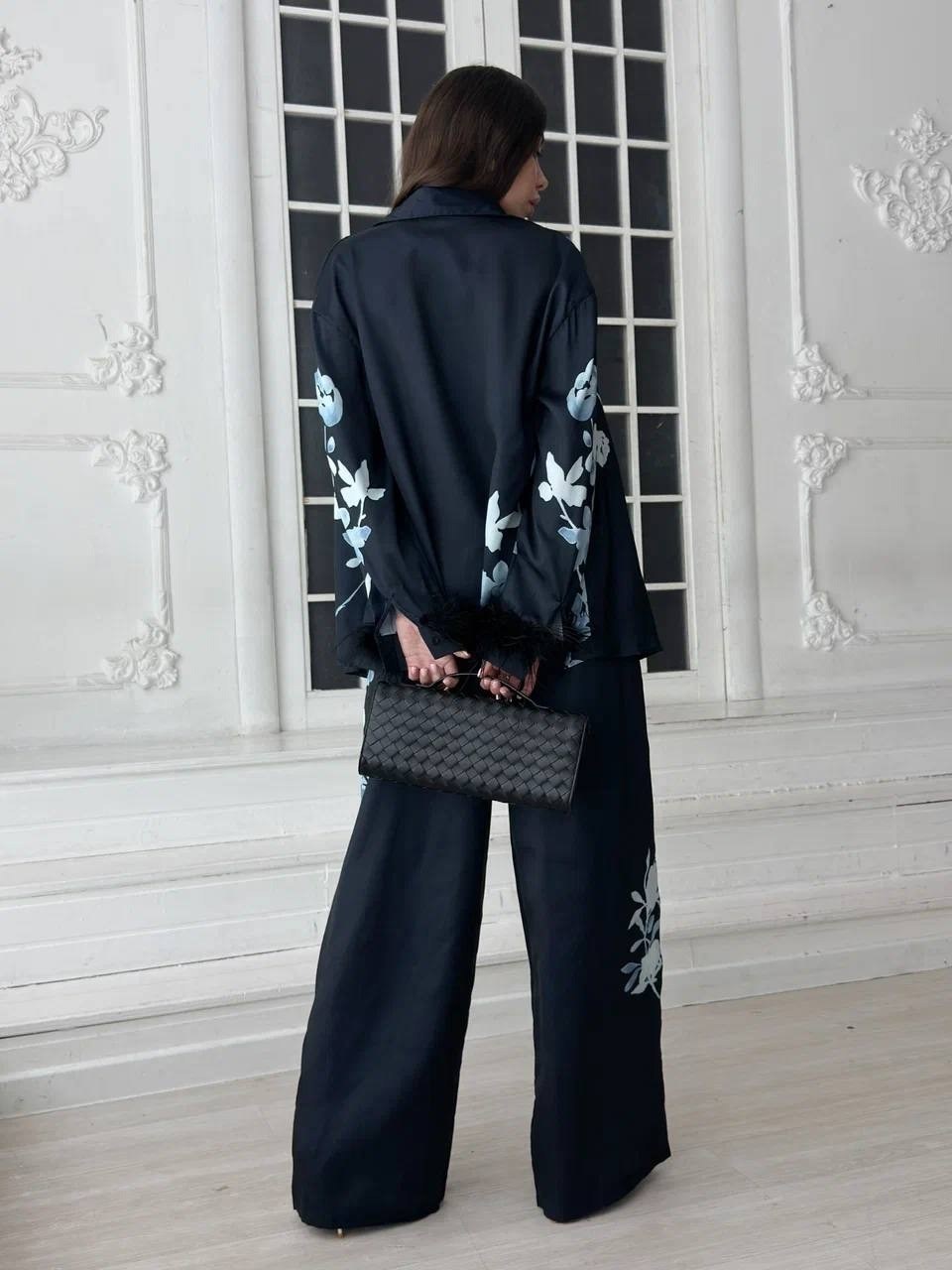 женский брючный костюм,шелковый брючный костюм,шелковый брючный костюм вечерний,костюм в пижамном стиле,шелковый костюм