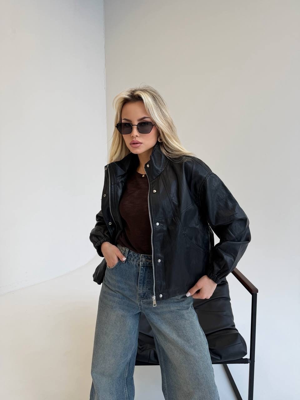 кожаная куртка,косуха кожаная куртка экокожа оверсайз,женская кожаная куртка,куртка бомбер из экокожи emberens,куртка женская