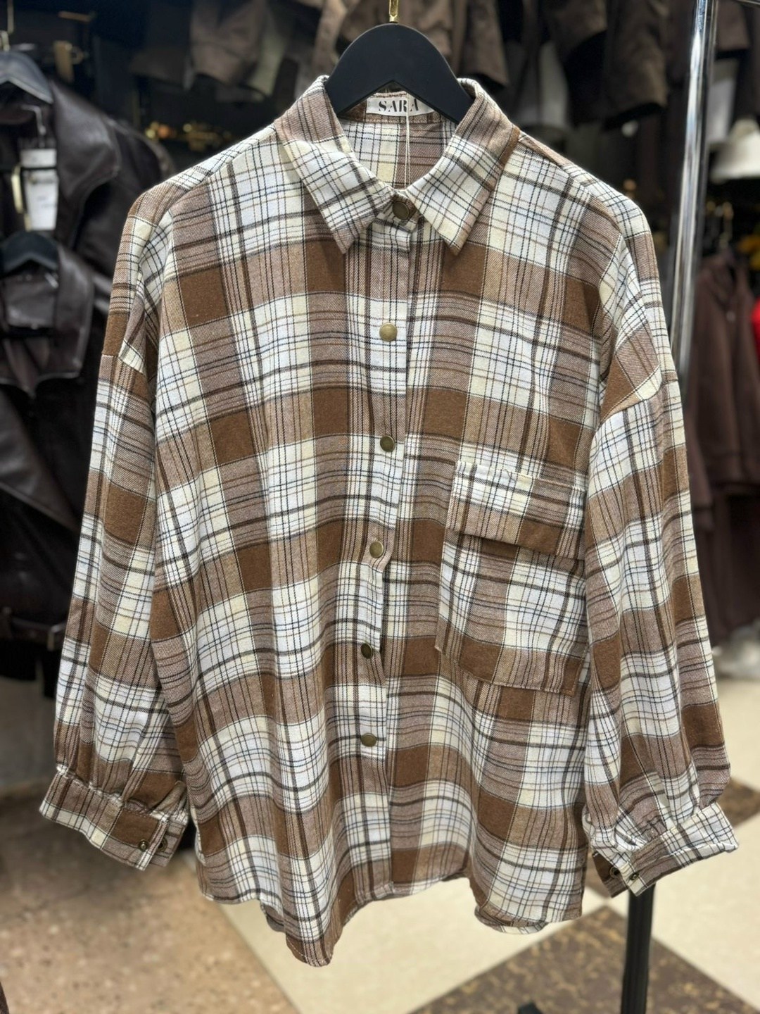 рубашка в клетку женская оверсайз thirteen brand,рубашка женская,рубашка женская в клетку,рубашка женская оверсайз в клетку,рубашка в клетку