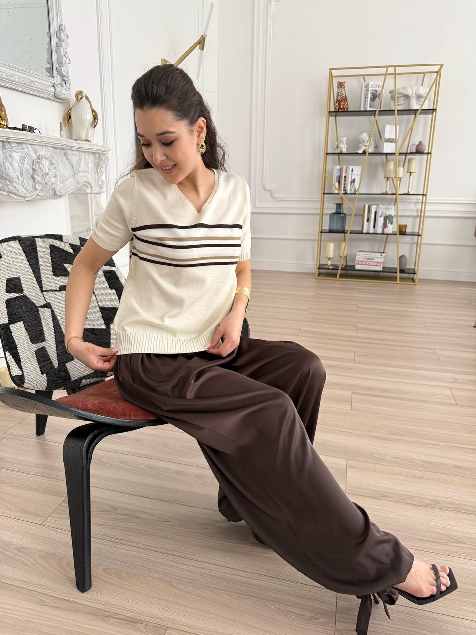 брюки женские палаццо,джемпер бежевый,брюки палаццо,трикотажный джемпер,джемпер