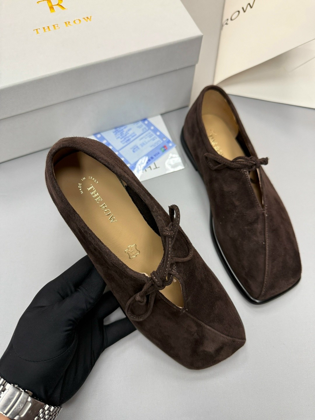женские замшевые балетки с квадратным носом the row коричневые,,женская ,женские туфли лодочки,туфли на плоской подошве