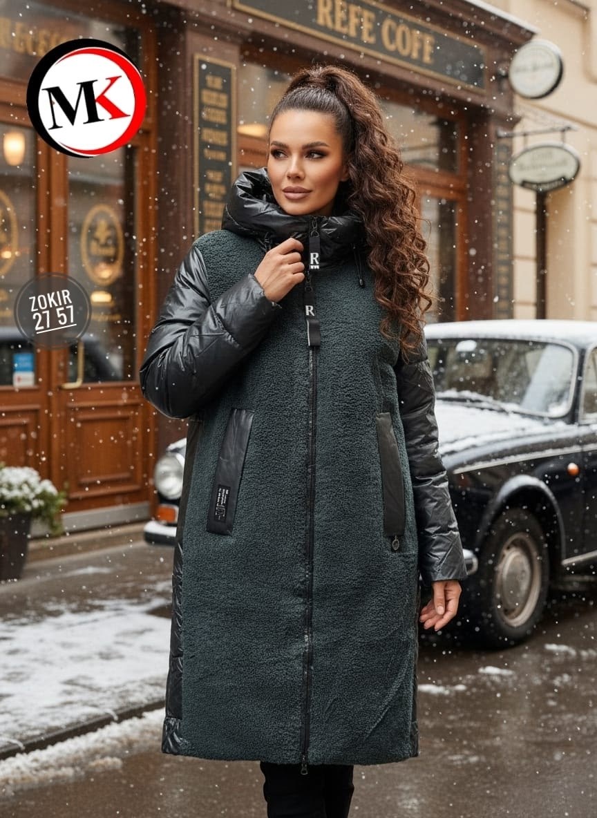 пальто комбинированное,пальто женские,пальто женское зимнее,зимнее пальто,куртка удлиненная