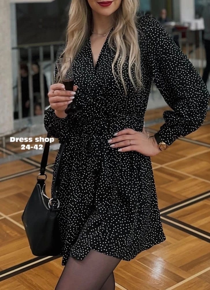 платье женское,платье,платья ,платье в горошек,платье черное в горох