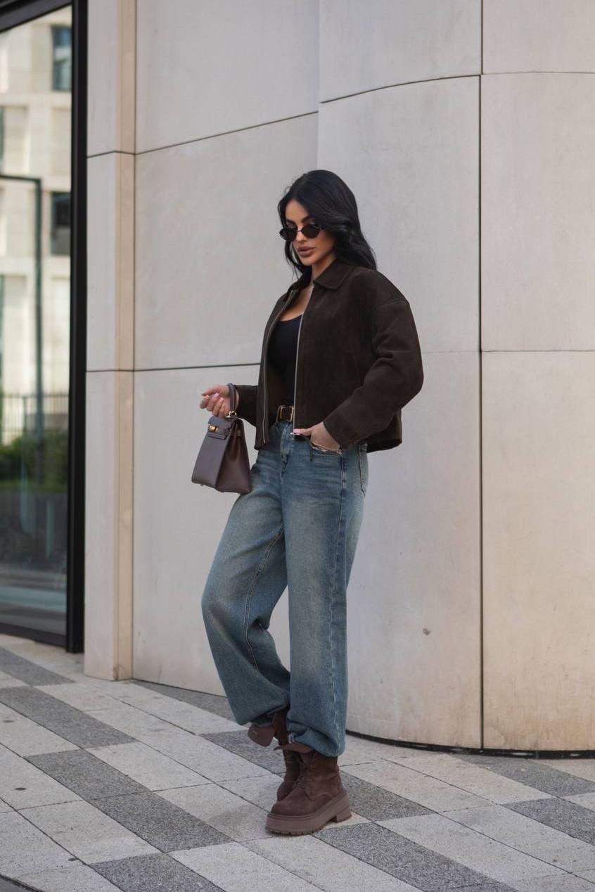 джинсы оверсайз,стиль одежды,замшевая куртка