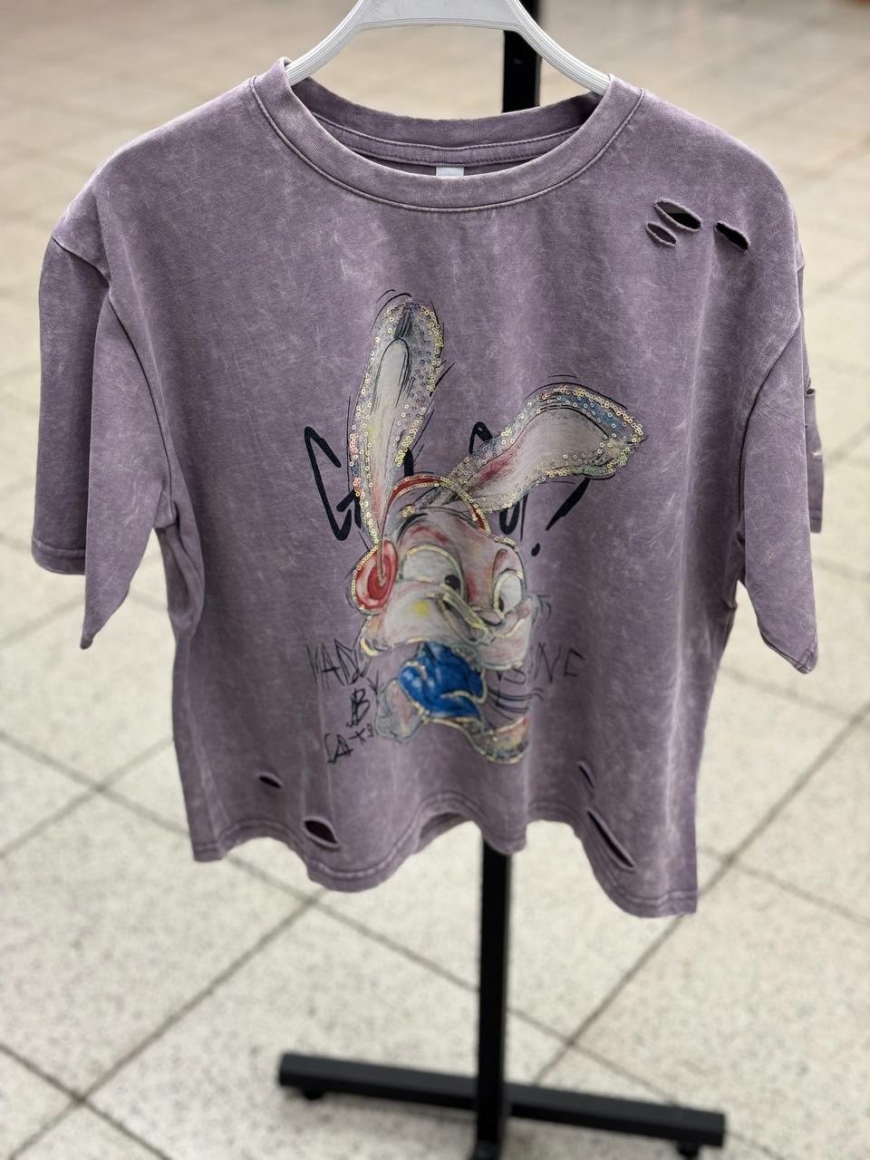 футболка варенка с принтом оверсайз,футболка варенка с принтом оверсайз maltipu,футболка женская,футболка варенка,футболка варенка оверсайз с принтом bugs bunny