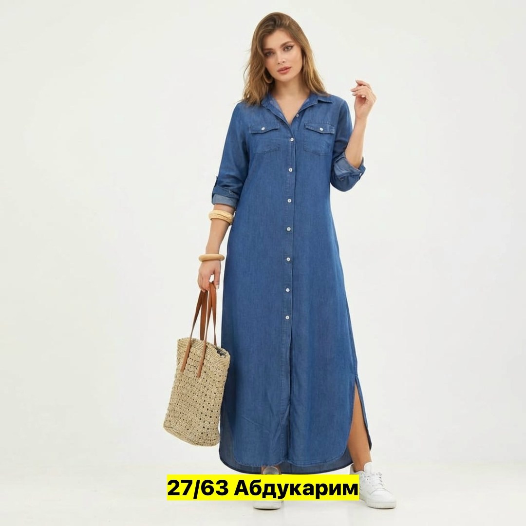 джинсовое платье-рубашка,элегантное свободное джинсовое платье-рубашка,платье джинсовое,длинное джинсовое платье рубашка,платье джинс