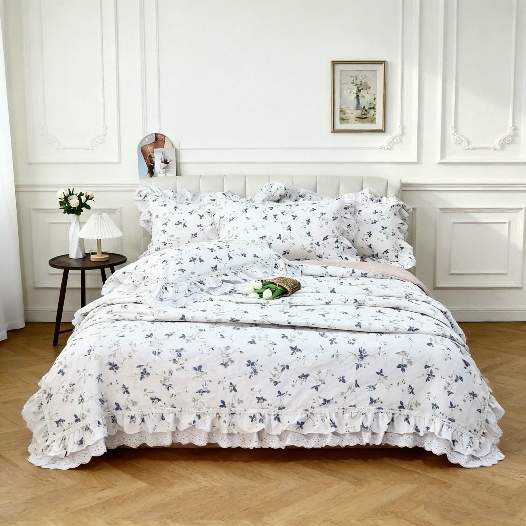 комплект постельного белья,покрывало с оборками,покрывало для кровати,покрывало с кружевом,покрывала