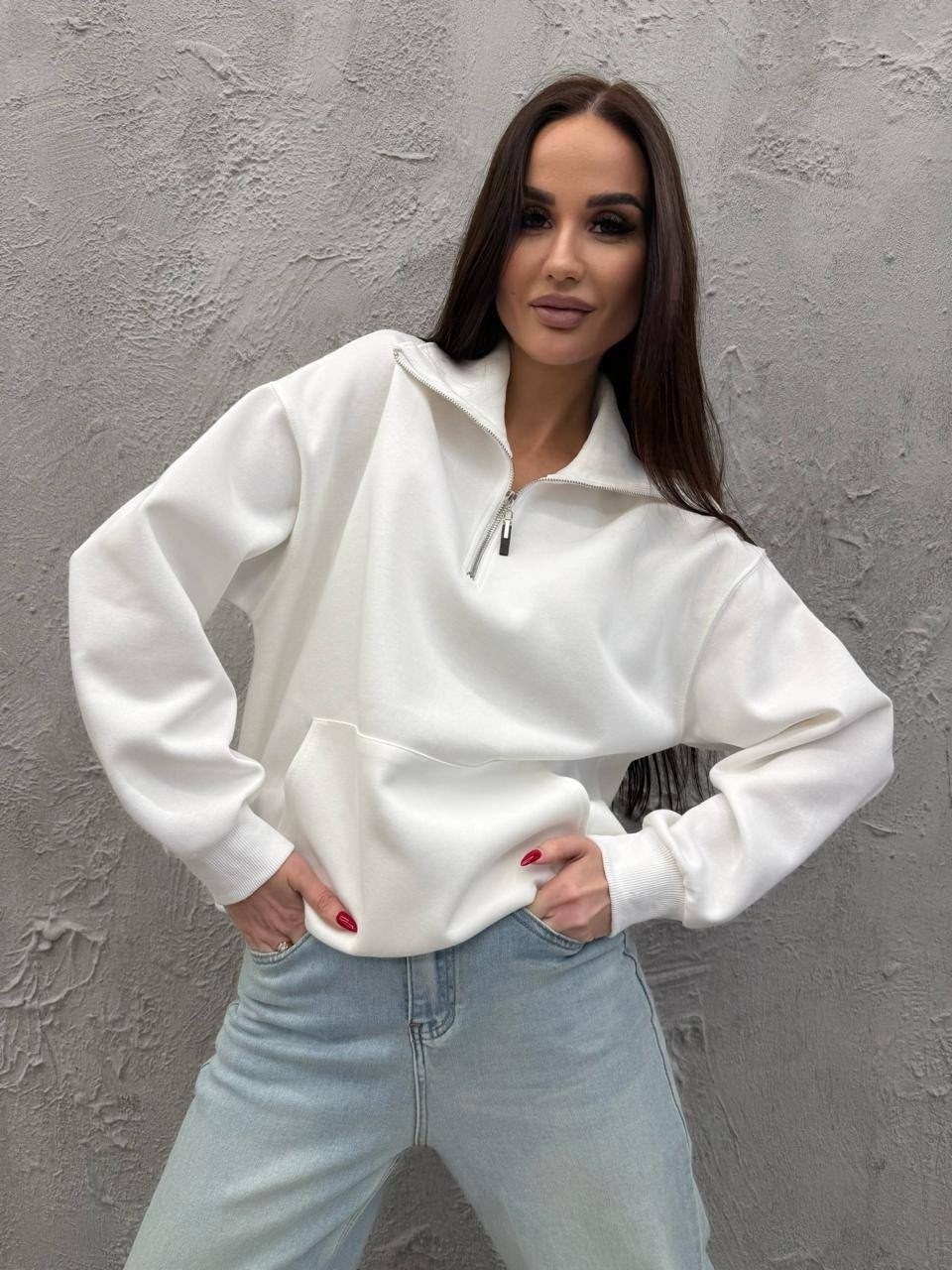 свитшот женская,свитшот оверсайз на молнии без начеса old money,женская кофта,толстовки свитшот,женский свитшот оверсайз