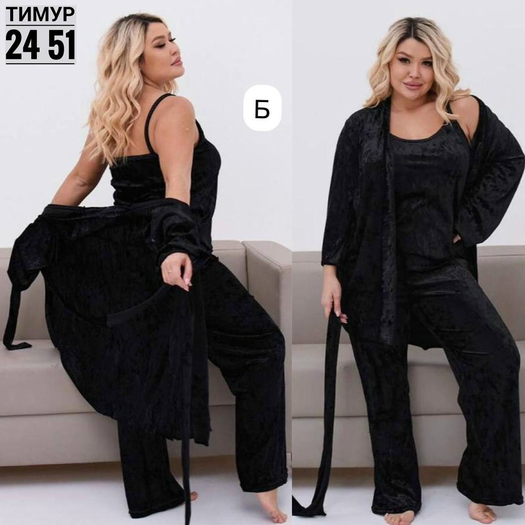 пижама женская 4ка велюр,пижама женская велюр,топ-пижама женская велюр арт. 11466006,женская пижама больших размеров,пижама комплект женская