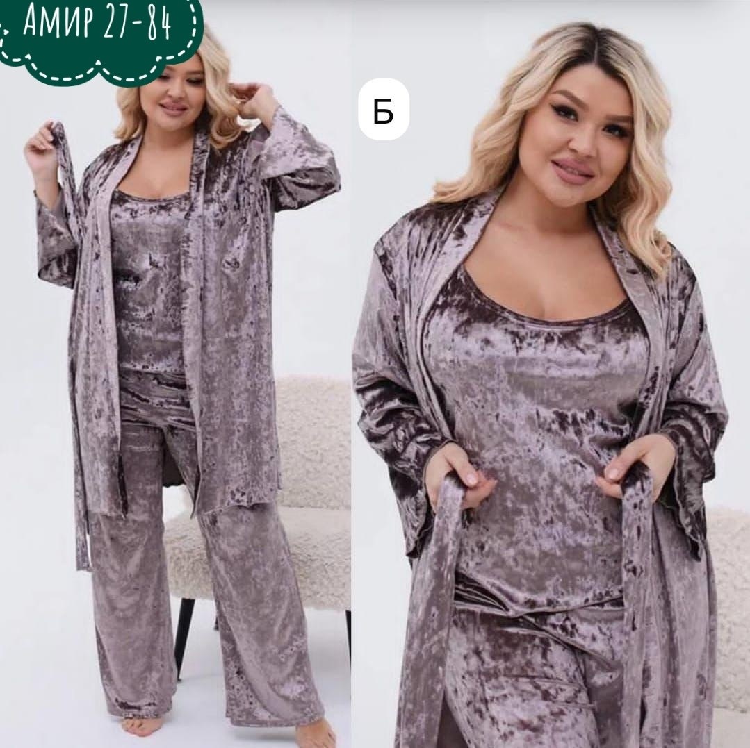 пижама женская 4ка велюр,велюровый костюм больших размеров,женская пижама,женская домашняя одежда,пижама женская велюр