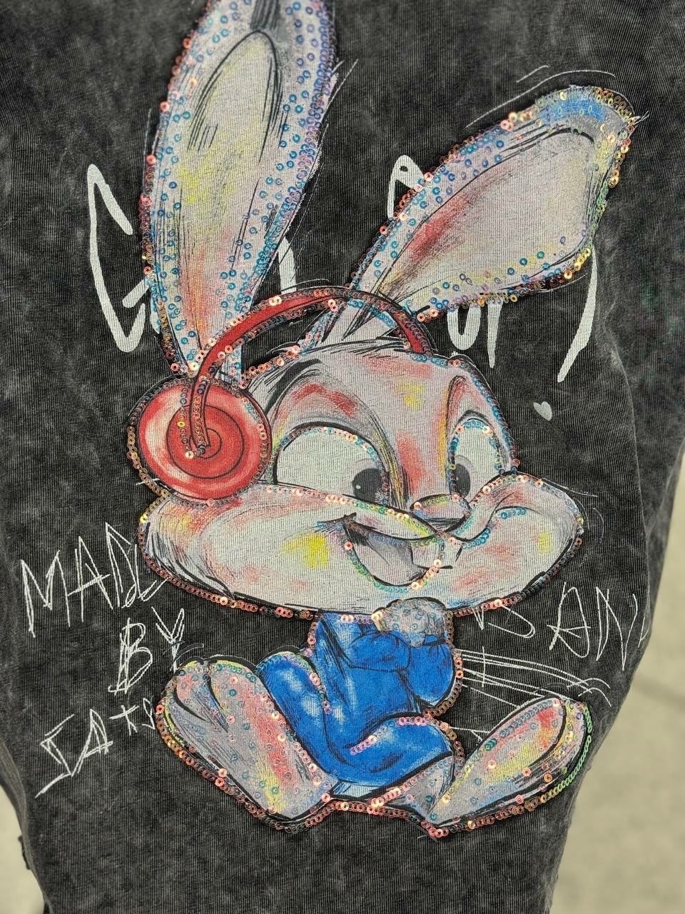 футболка варенка с принтом оверсайз,футболка варенка с принтом оверсайз maltipu,футболка женская,футболка варенка,футболка варенка оверсайз с принтом bugs bunny