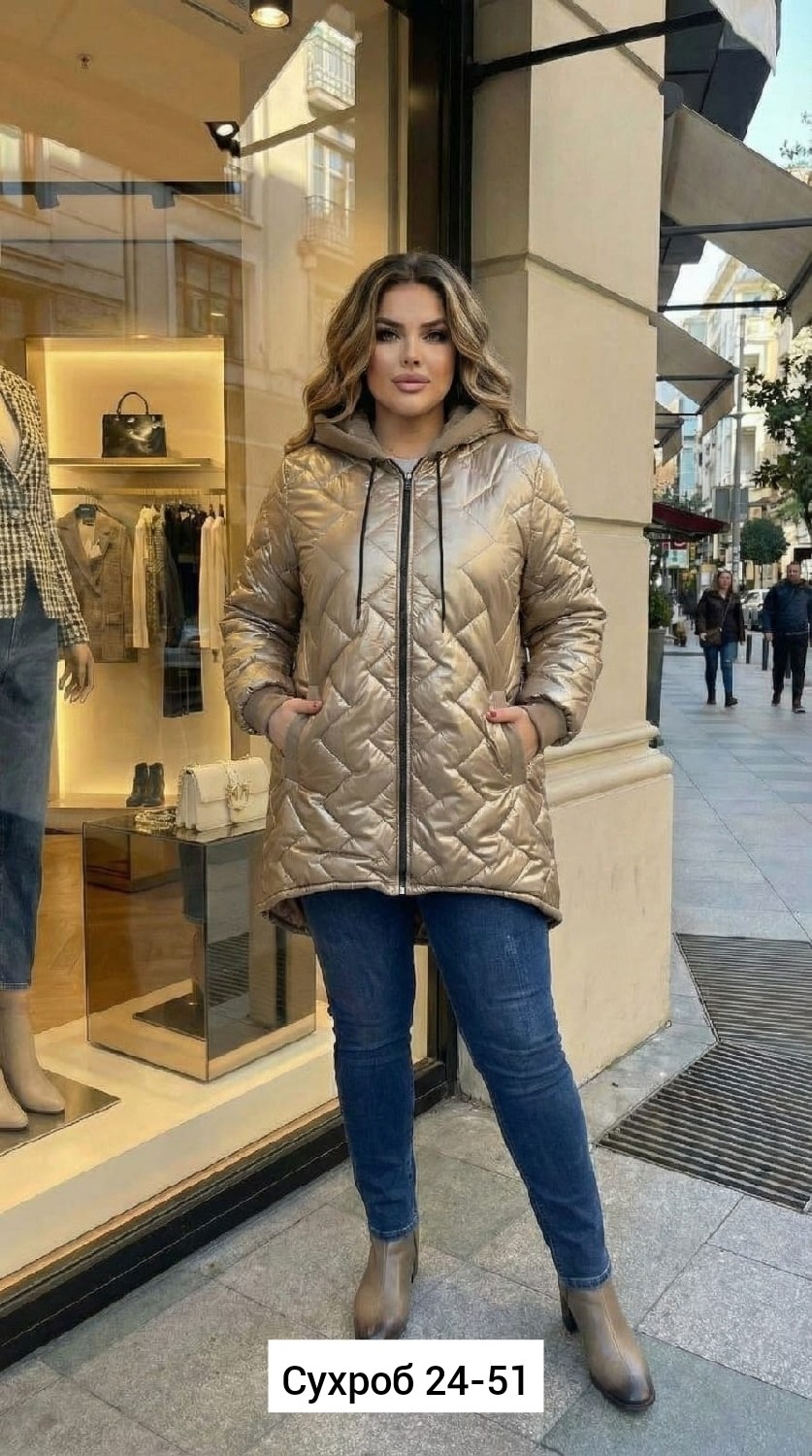 женская демисезонная куртка,куртка женская,куртка демисезонная,стеганая куртка с капюшоном 64-72,куртка