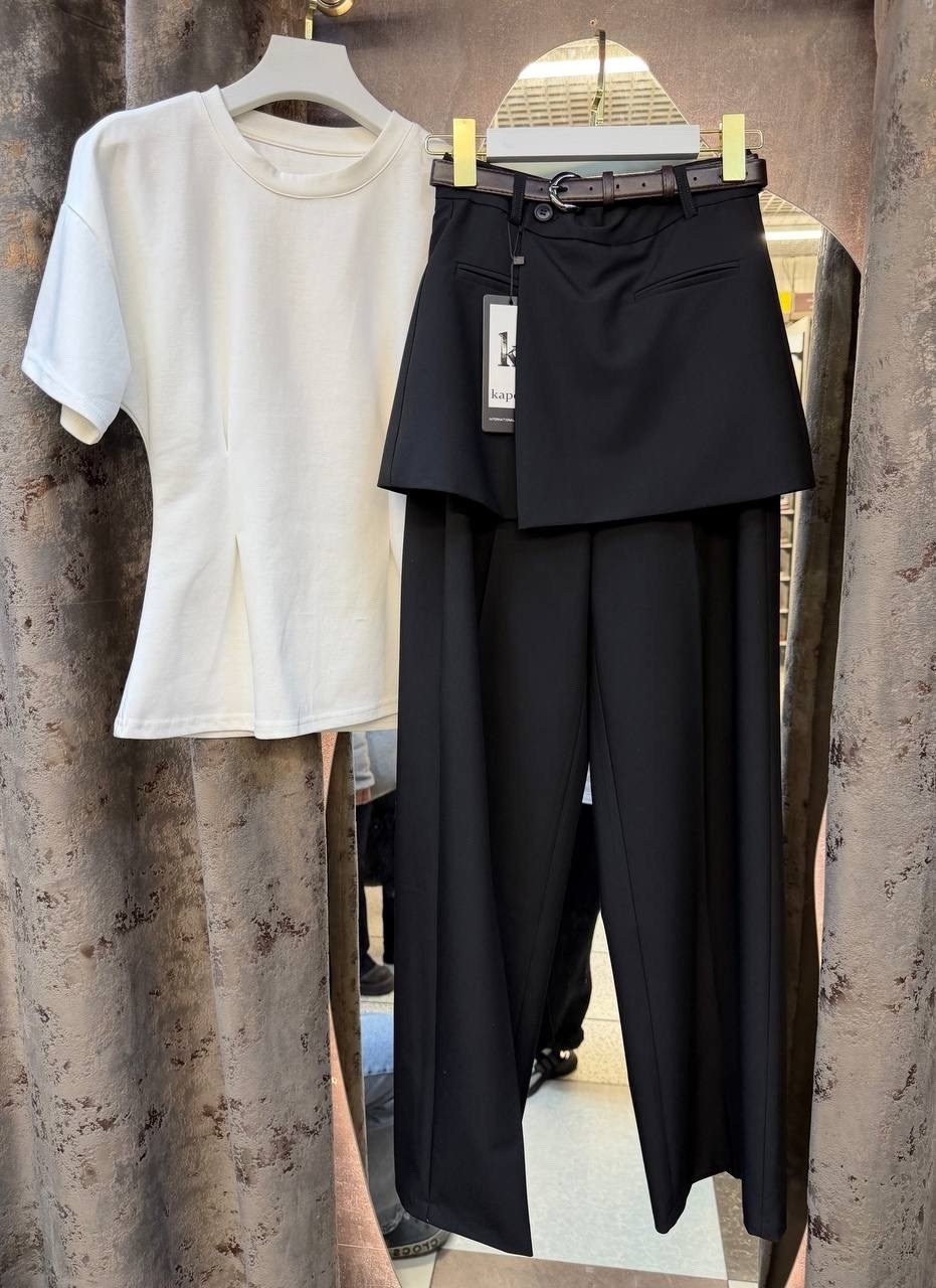 брюки с юбкой,брюки с широкими штанинами,широкие брюки,брюки с высокой талией,модные широкие брюки