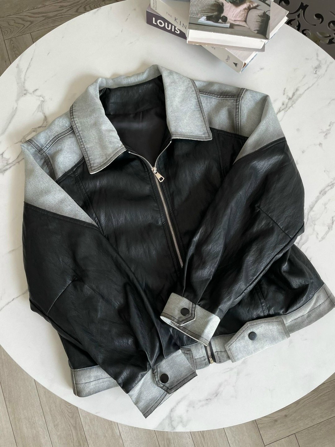 куртка из мягкой экокожи,стильная куртка,куртка женская,комбинированная куртка,куртка