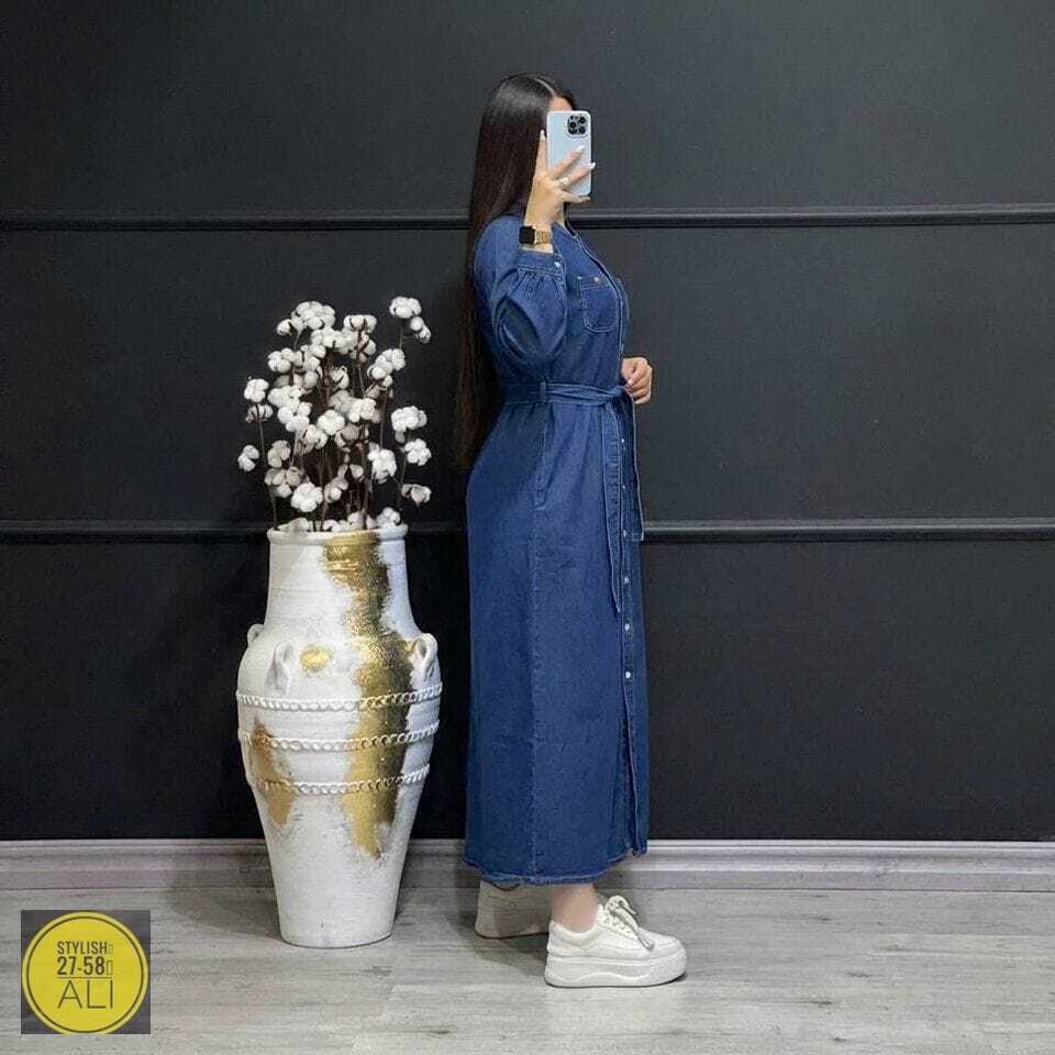 платье рубашка джинсовое длинное офисное макси в пол aisha collection,джинсовое платье длинное,джинсовое платье,стильное джинсовое платье,джинсовое платье-рубашка длины миди