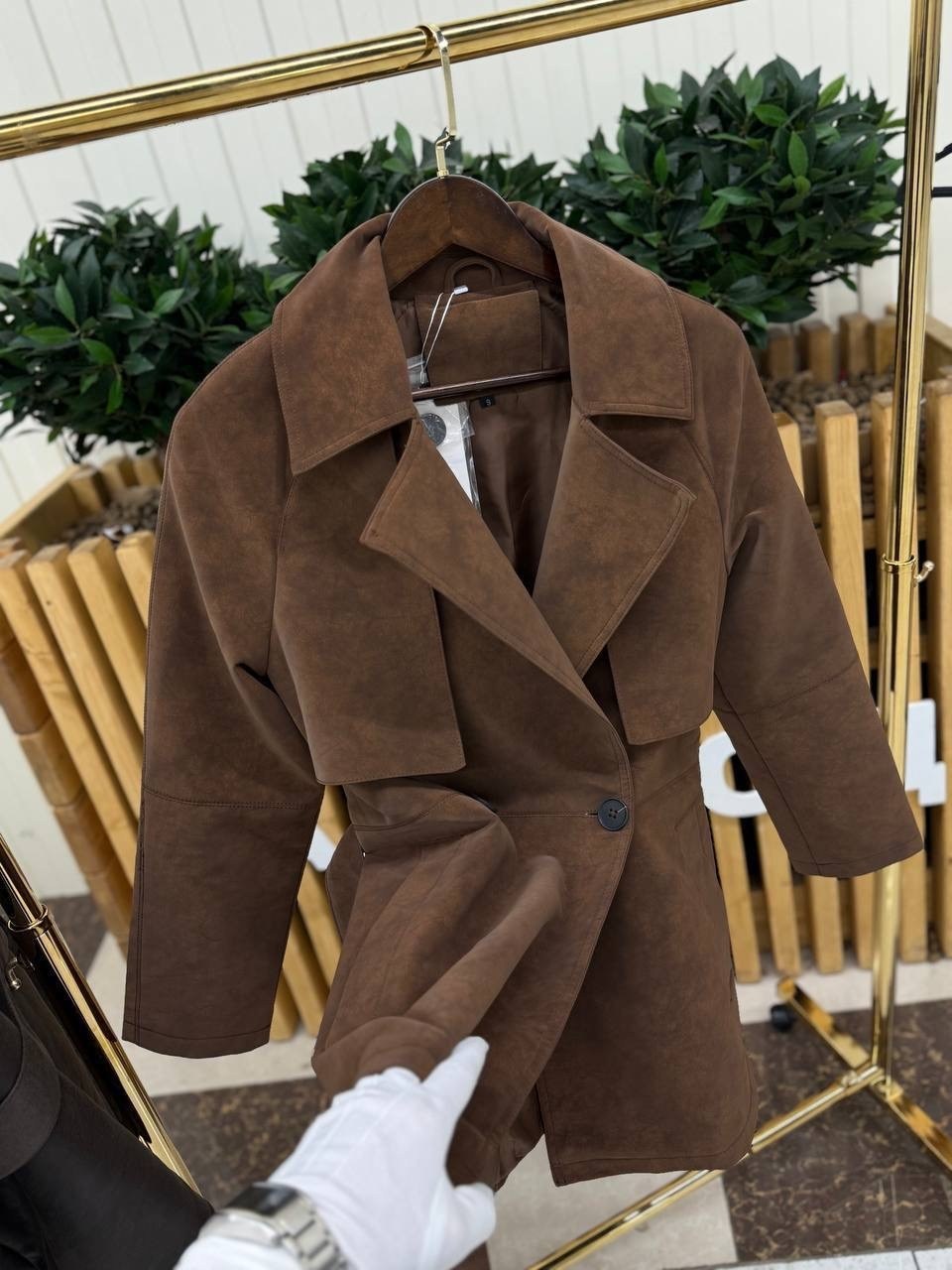 замшевый тренч,замшевая куртка,куртка косуха замшевая коричневая с поясом tadari,женская верхняя одежда,тренч женский