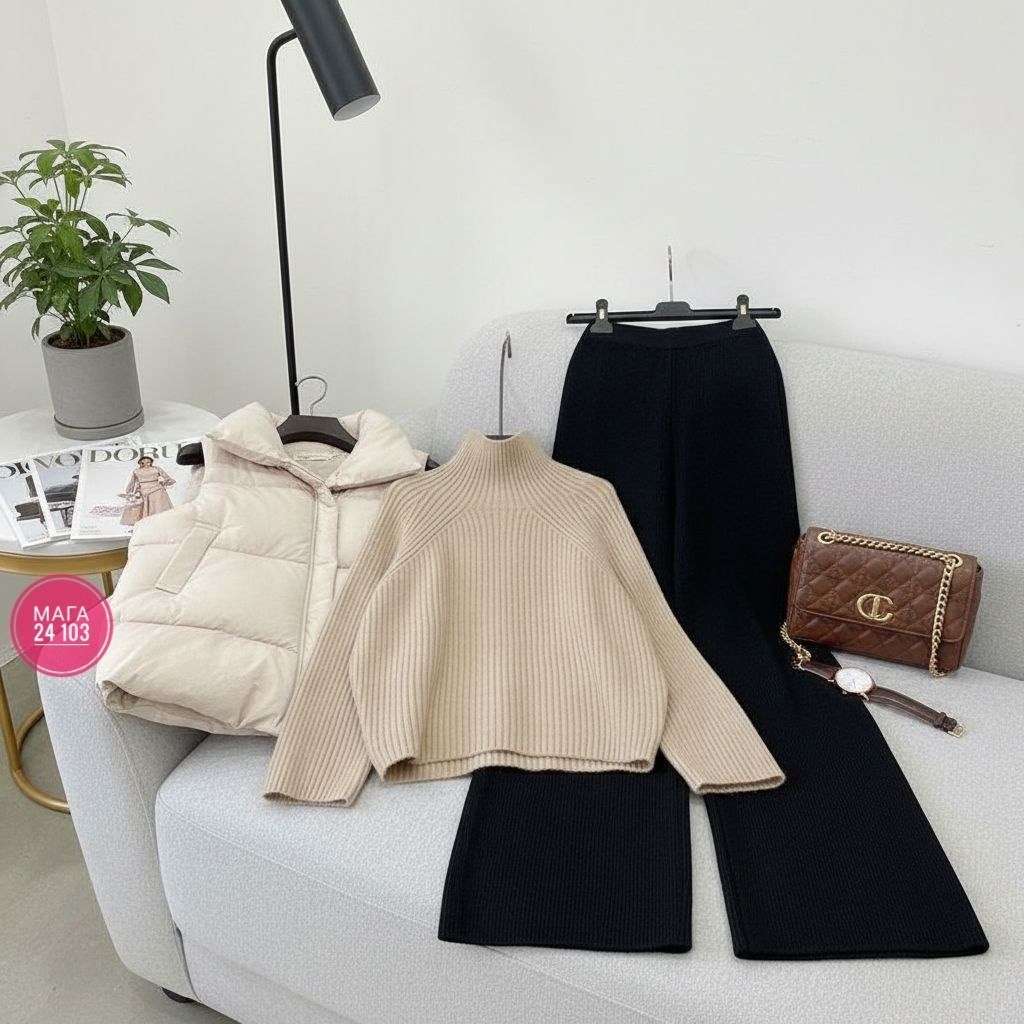 костюм повседневный,трикотажные костюмы,комплект одежды женские,модные свитера,свитер с высоким воротником
