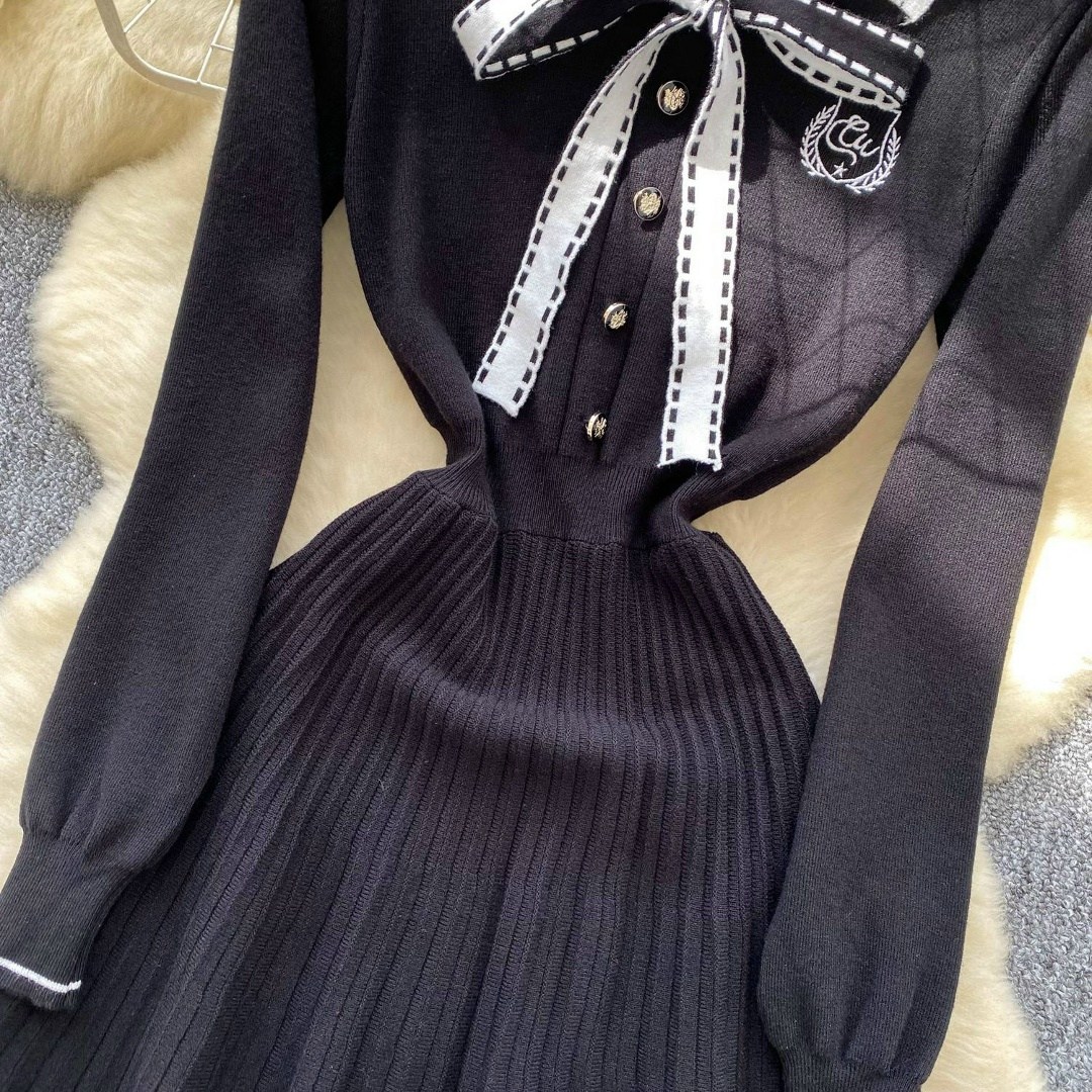 платье с бантом,повседневные платья,платье с воротником,вязаные платья,платье для девочек