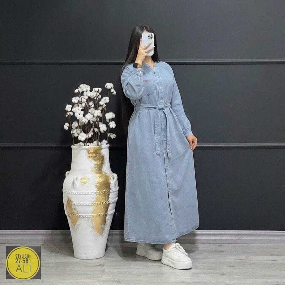 платье рубашка джинсовое длинное офисное макси в пол aisha collection,джинсовое платье длинное,джинсовое платье,стильное джинсовое платье,джинсовое платье-рубашка длины миди