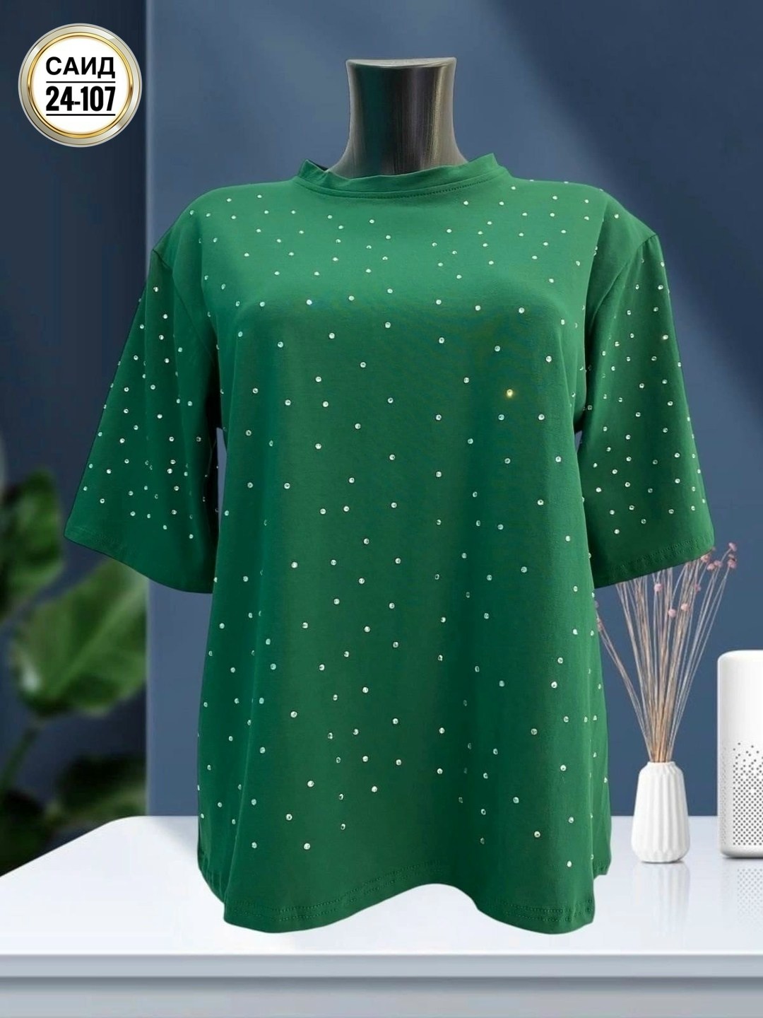 черная женская футболка,футболки женская,женская футболка со стразами, ,футболка больших размеров с бусинами welcome fashion