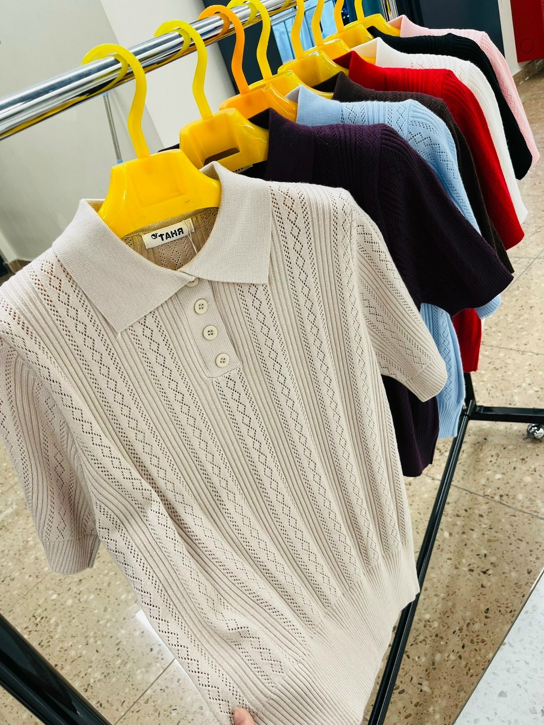 женский джемпер,вязаное поло,вязанная кофта,джемпер голубой,свитер поло