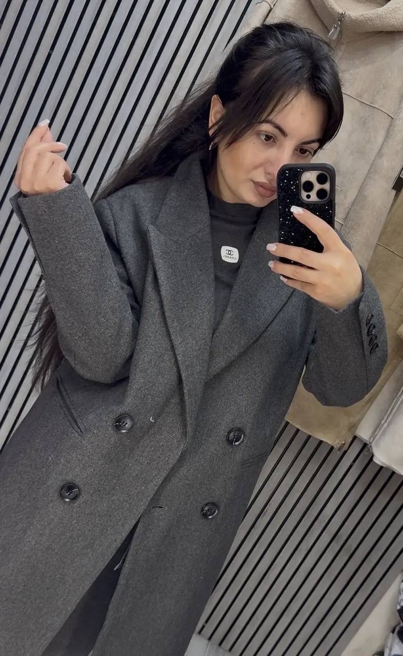 оверсайз пальто,женское пальто,шерстяное пальто,пальто с воротником,серое пальто
